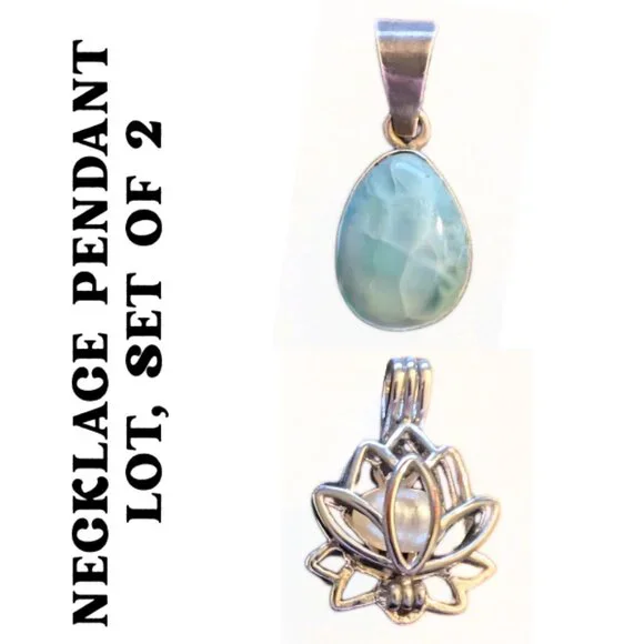 Teardrop & Lotus Pearl Cage Pendants Lot 925 Sterling Silver - Picture 1 of 3